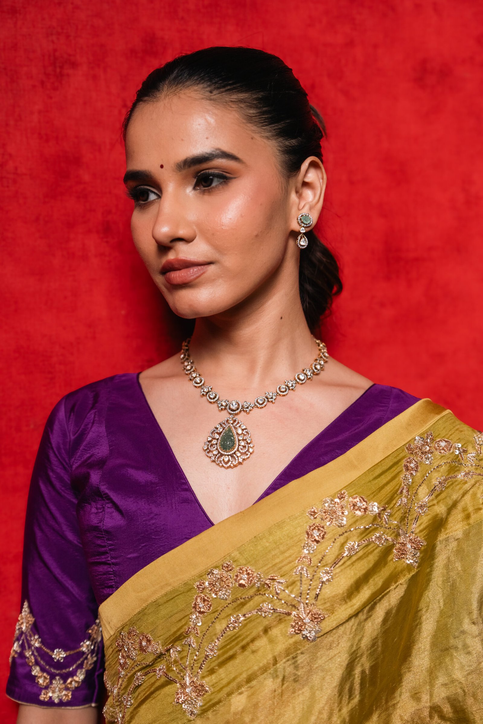 Ochre Yellow Tissue Saree