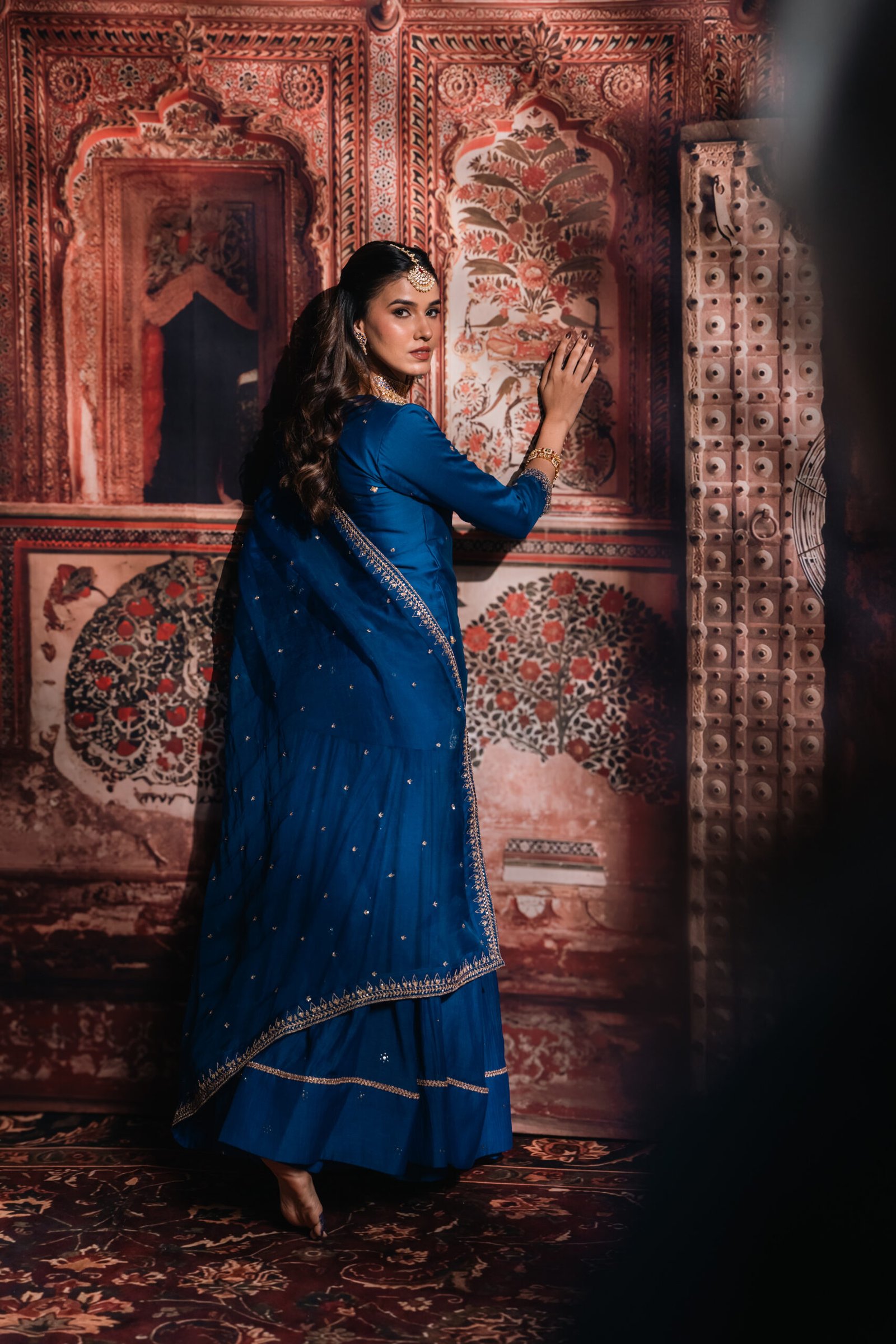Blue Chanderi Silk Lehenga - Image 2