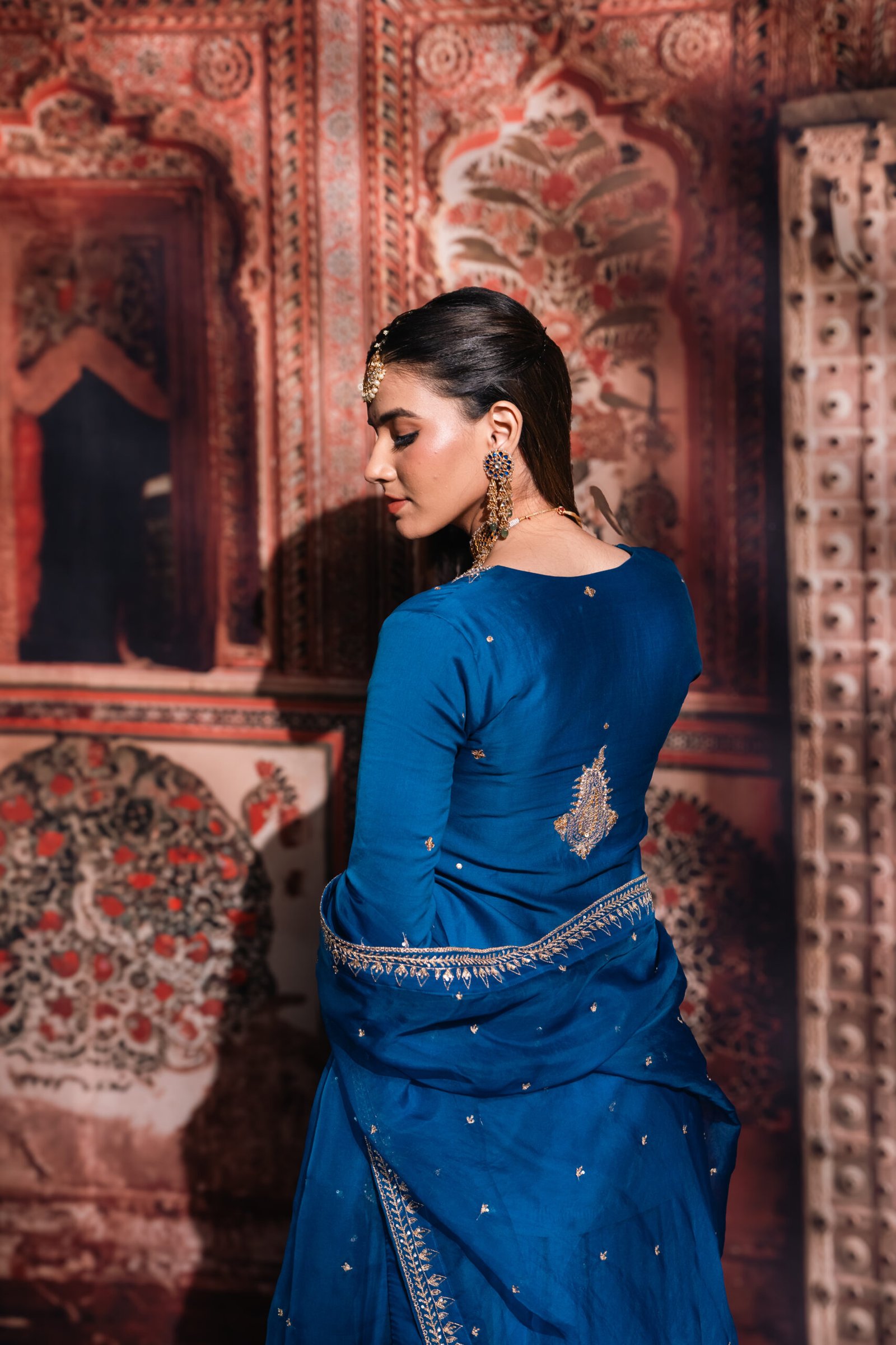 Blue Chanderi Silk Lehenga - Image 5