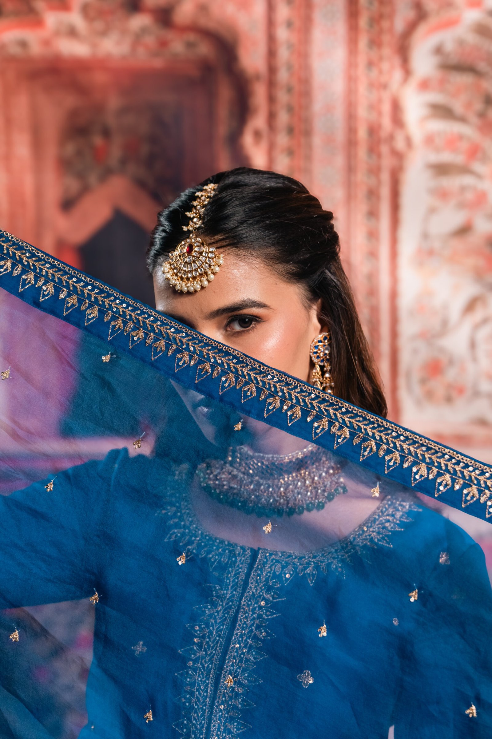 Blue Chanderi Silk Lehenga - Image 3