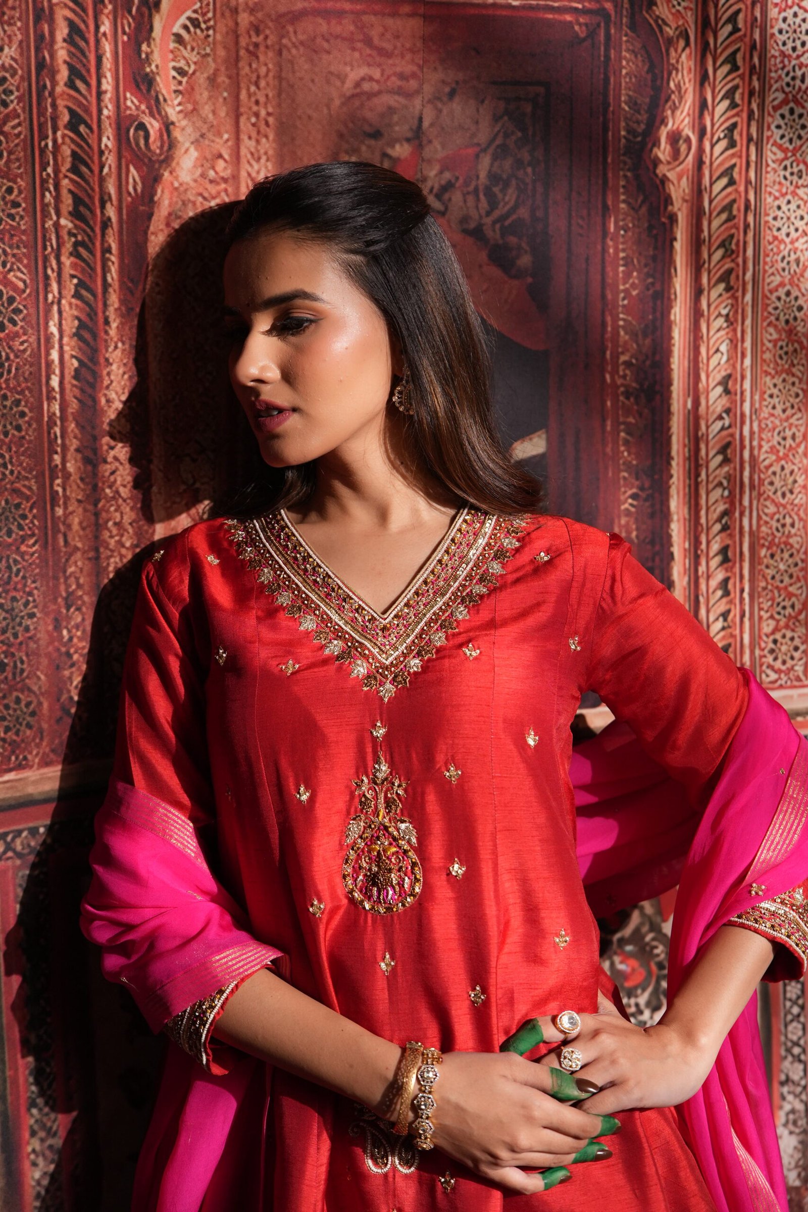 Red Pink Punjabi Suit - Image 2