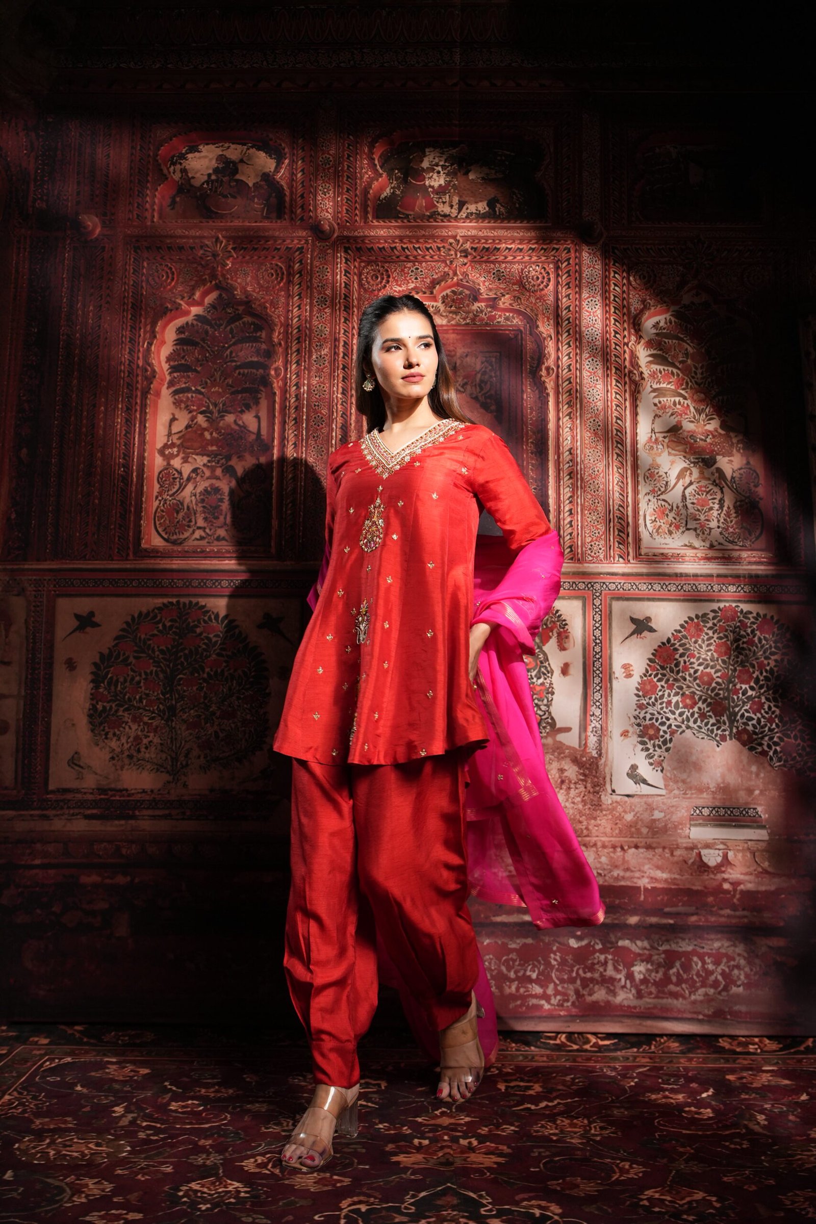 Red Pink Punjabi Suit