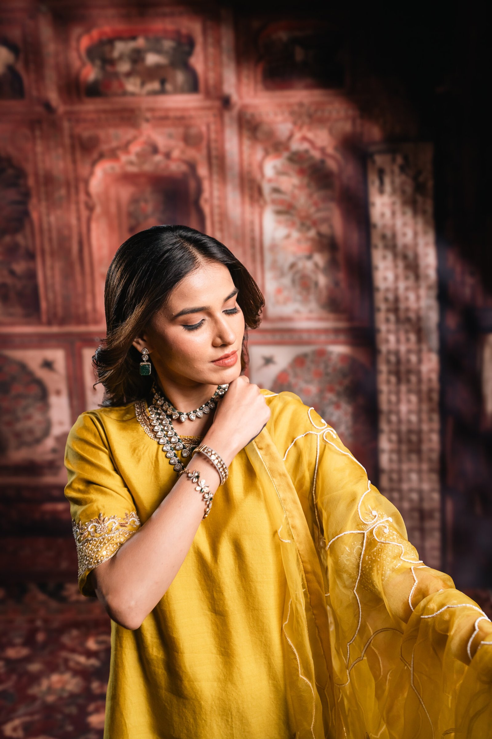 Ochre Yellow Sharara Set