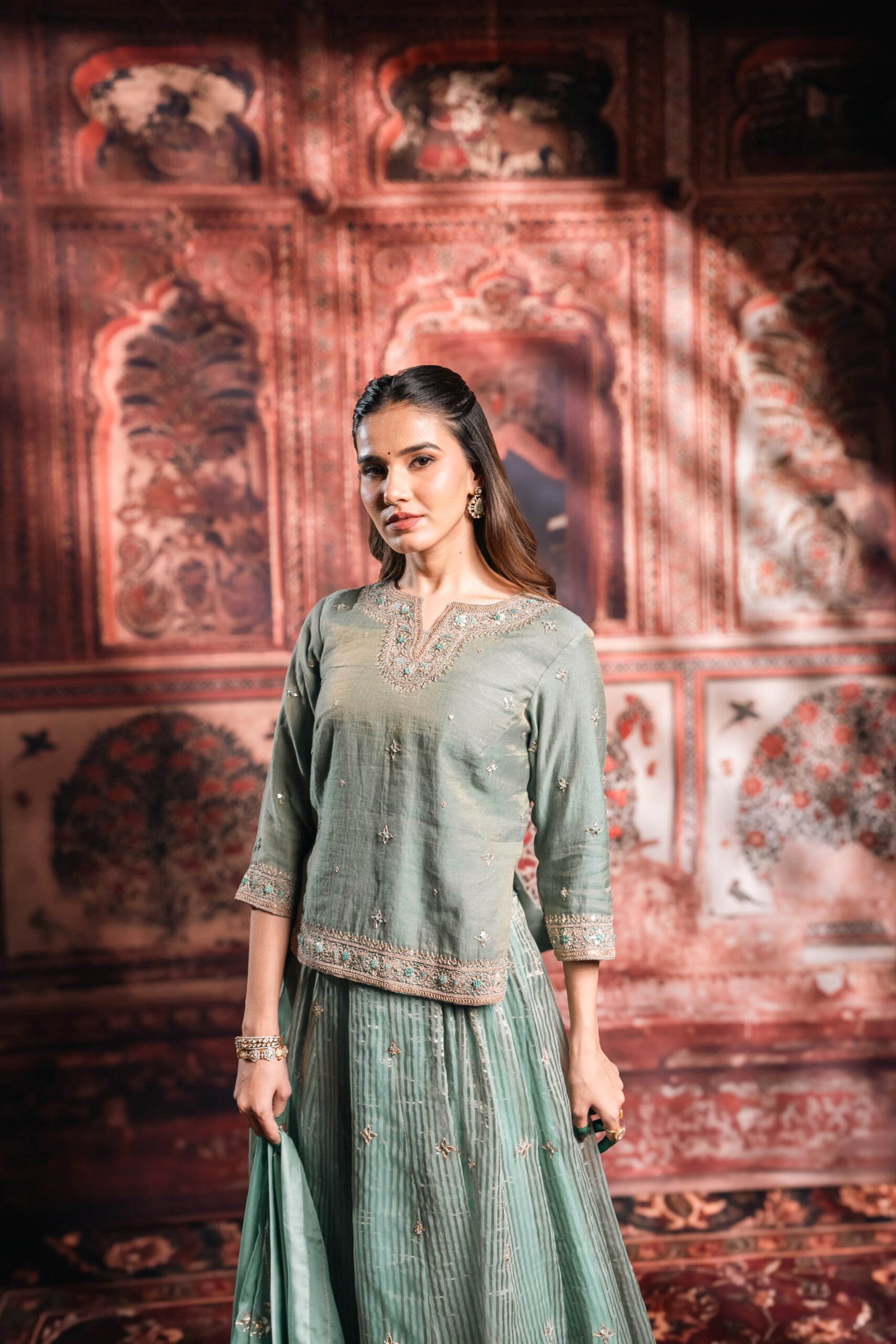 Sage Green lehenga Set