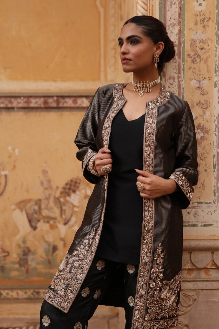 Zarika Top Bell Bottom Pant With Jacket - Image 2